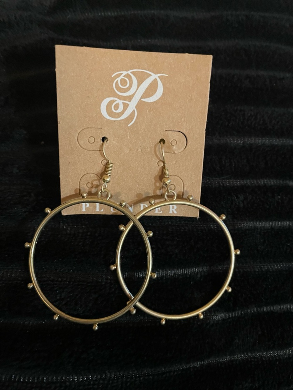 Vintage Plunder Posse Gold Hoop Earrings with Bead Accents